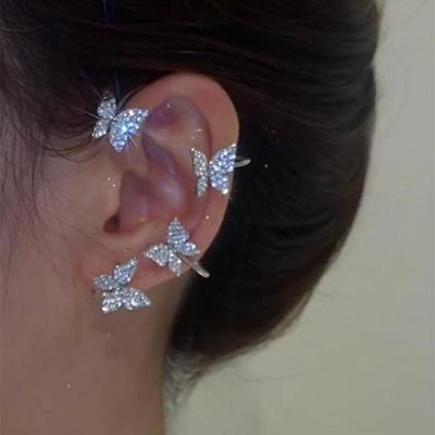 Koreanischer Stil Schmetterling Ohrclips Ohne Piercing Für Damen Funkelnde Zirkon Ohr Manschette Clip Ohrringe Hochzeit Party Zirkon Geschenke
