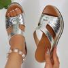 Fashion Women's Sandals Fashion Wedge Heeled Slippers New Women Rhinestone Decor Chunky Platform Sandals Woman Summer Thick Bottom Shoes