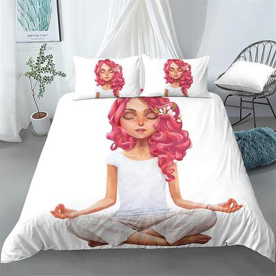 Yoga Girls Duvet Cover Modern 3D Print Bedding Set Full King Size For Bedroom Decor Microfiber Comforter Cover With Pillowcases