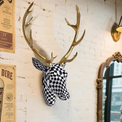 Decorazione Murale Testa di Cervo Mosaico Moderno Scultura Artistica in Resina Trofeo Animale 3D per Soggiorno Ufficio Bar Caffetteria Decorazione da Appendere a Parete