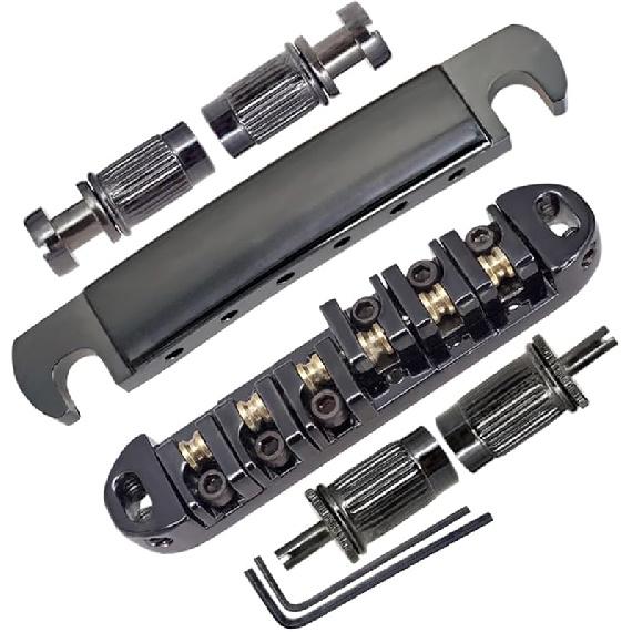Roller Saddle Bridge ABR-1 Tune-o-matic Bridge Tailpiece Bridge For Les Paul Guitar (Black)