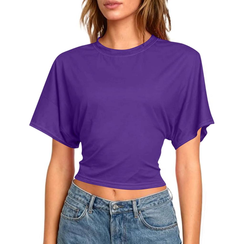 Dámské krátkorukávé crop topy na cvičení Sexy košile bez zad