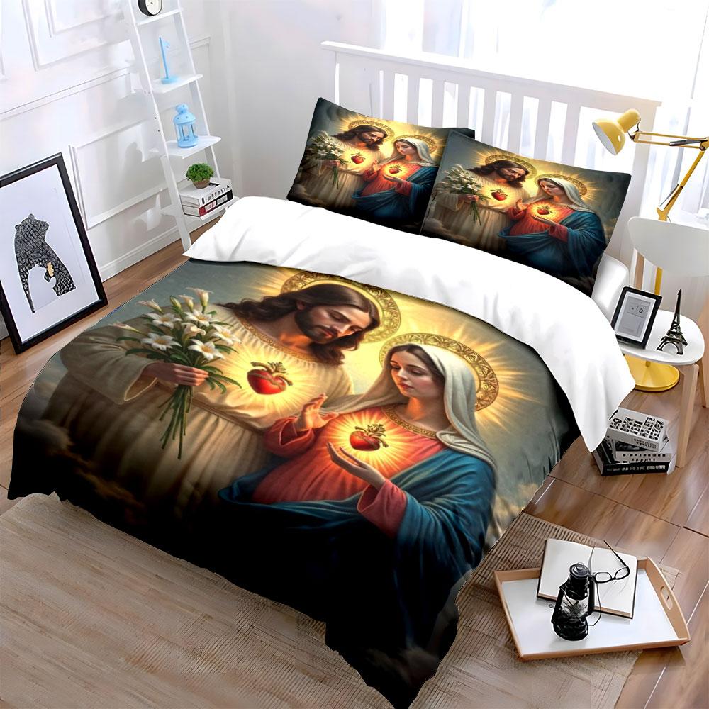 Sacred Heart Christian Bedding Bedding Duvet Cover Set Duvet Cover Pillowcases (1 * Duvet Cover 2 * Pillowcases, without duvet insert)