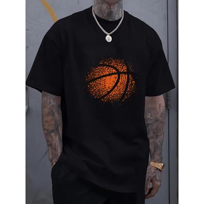 European Sizes Basketball TShirt In Black And Orange with a Basketball Print Perfect for Sports Leisure And Street Fashion