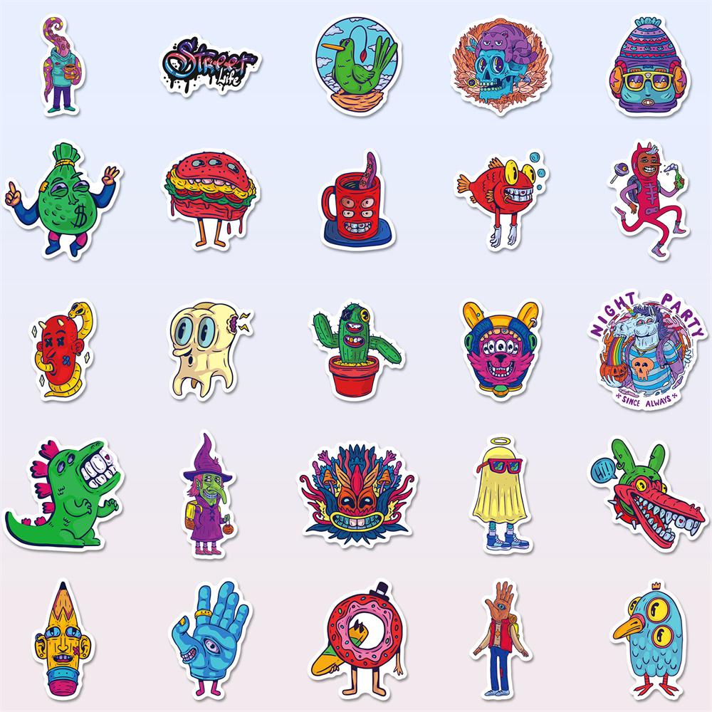 50Pcs Cartoon Cute Creative Little Eyes Monster Graffiti Waterproof Sticker Trendy Decoration Decal Children'S Toy