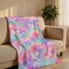 Rainbow Swan Galaxy Set Throw Short Plush Throw Blanket Soft Skin-Friendly Multi-Scene Home Office