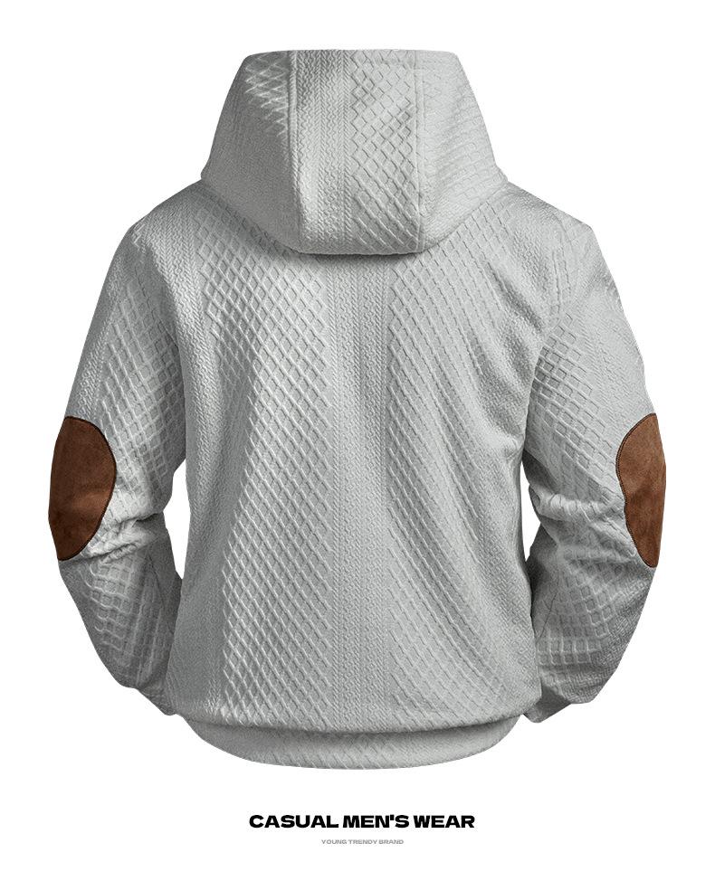 2026 Lente Heren Trendy Jacquard Gebreide Casual Hoodie