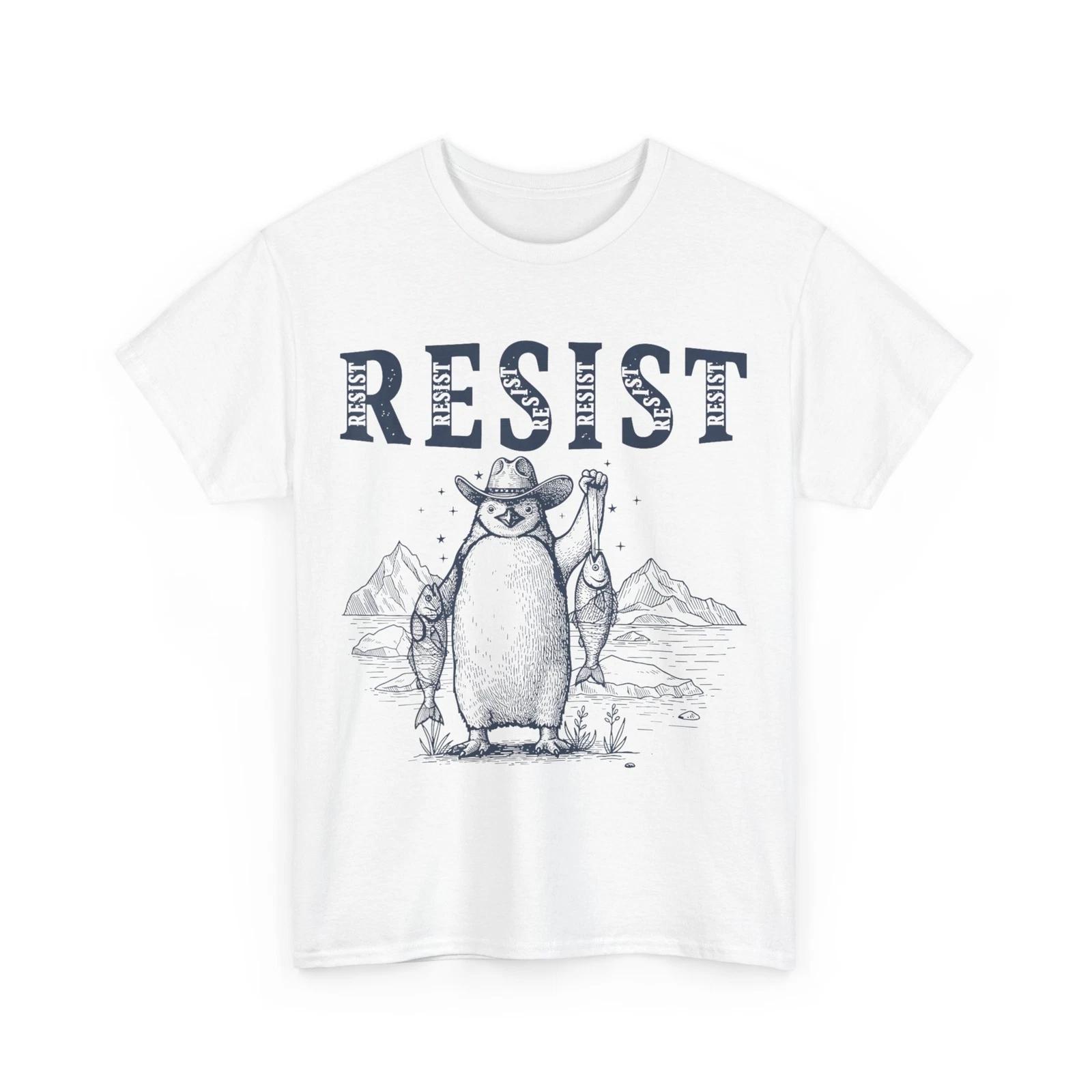 Resist Penguins Activism Vintage Graphic T-Shirt 3XL