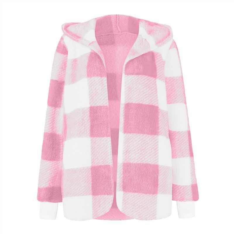 Autumn and Winter Women's Jacket Loose Plaid Wool Cardigan Fashion Sweater