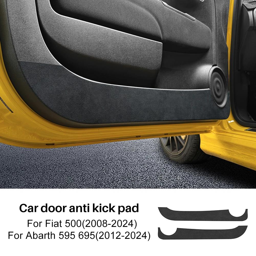 Suede Door Anti-kick Pad For Fiat 500 2008-2024 Abarth 595 695 2012-  2024 Car Leather Carbon Mat Interior Trim Accessories