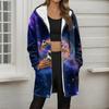Women's Christmas Printed Fashionable Loose Zipper Fleece Hoodie Jacket
