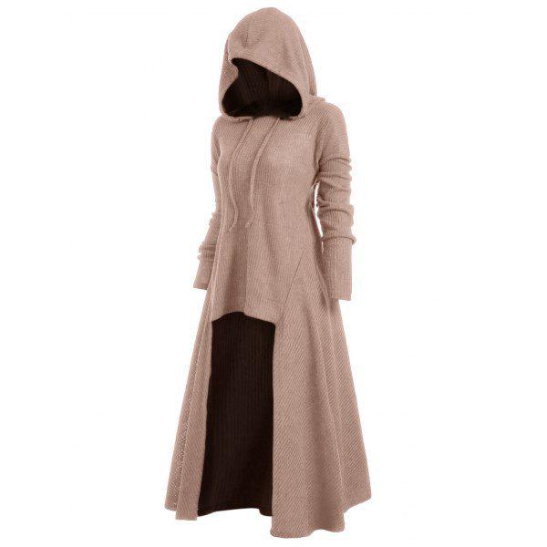 European and American Style Plus Size Women's Dress Gothic Punk Jacket Hooded Casual Loose Elastic Solid Color Coat