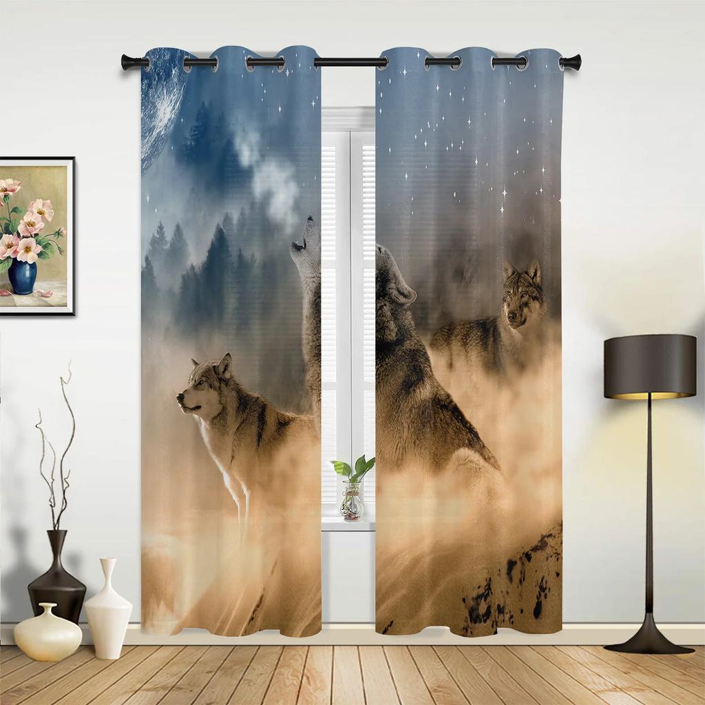 Tier Weißer Wolf Vorhänge für Schlafzimmer Wohnzimmer Vorhänge Küche Kinderzimmer Fenstervorhang Moderne Heimdekoration