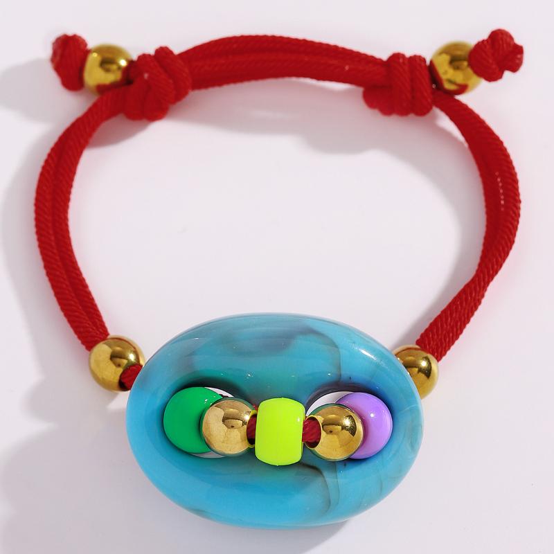 1Pcs Stylish Two Tone Handmade Rope Bracelet Adjustable Wrist Chain With Pig Nose Charm Jewelry Accessory For Women