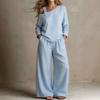 Completo da Donna Due Pezzi Top a Spalla Scoperta a Manica Singola con Dettaglio Cintura Pantaloni a Gamba Larga Set Casual Vestibilità Larga Loungewear