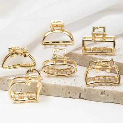 Mode Hohles Herz Metall Haarspangen Einfache Rutschfeste Mini Gold Geometrische Pony Spangen Tägliche Haarklammern Für Frauen Mädchen