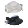 Stylish Wedding Headpiece Large Bowknot Accent Durable Acrylic Victorian Hat White Black Bridal Hat Ideal For Ceremony Photography