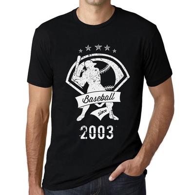 Men's Vintage Tee Shirt Graphic T Shirt Baseball Since 2003 Deep Black White Text