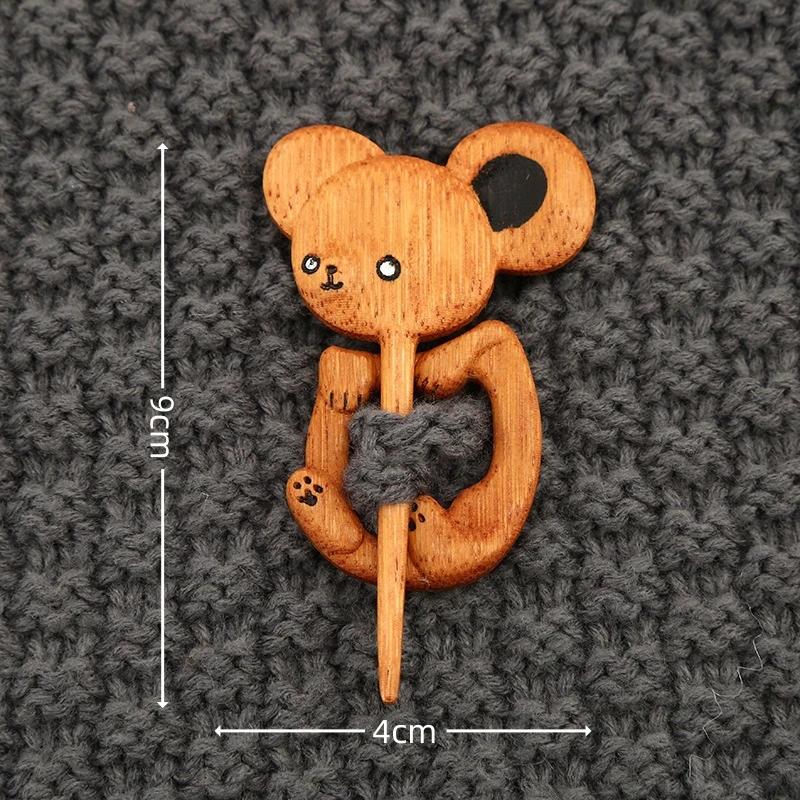 

Wooden Brooch Cartoon Cute Cat Fox Dog Animal Pattern Diy Craft Badge Funny Pin Shawl Scarf Brooch Clothing Accessory