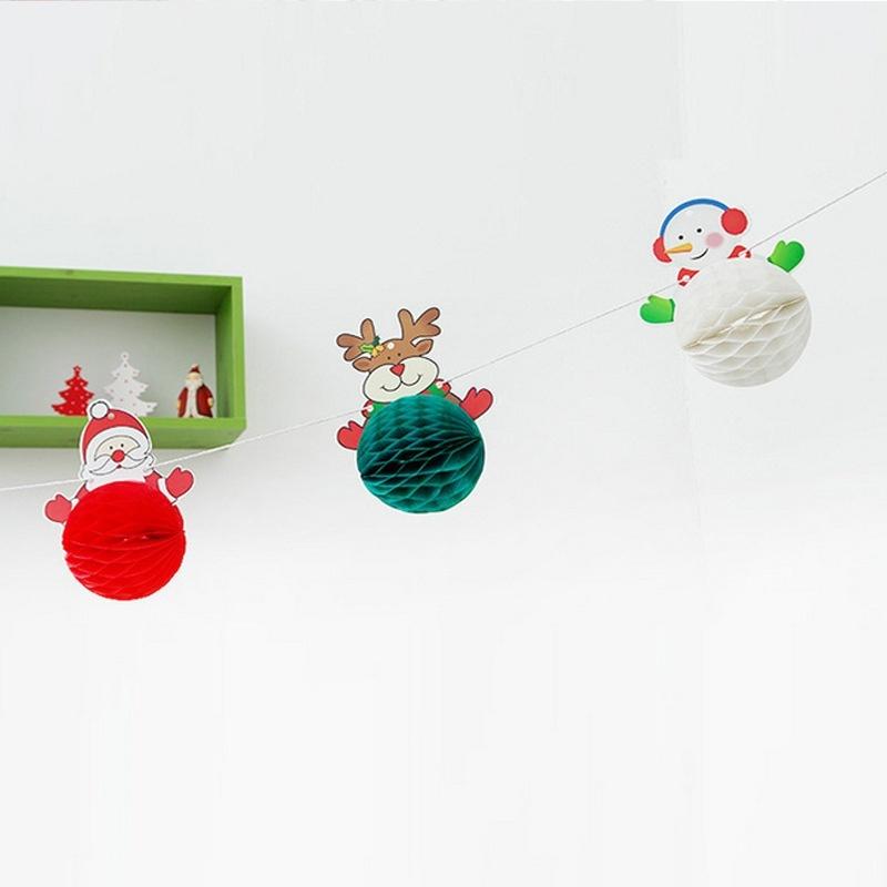 2M 3D Christmas Flag Decorations Santa Snowman Paper String Pennant Flag Holiday Party Decoration