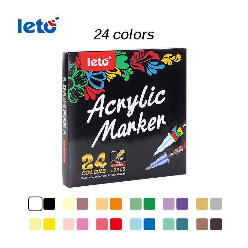 LETU Soft-Tip Two-Color Acrylic Pens for Kids, Waterproof & Fade-Resistant, Ideal for Student Painting & Graffiti.