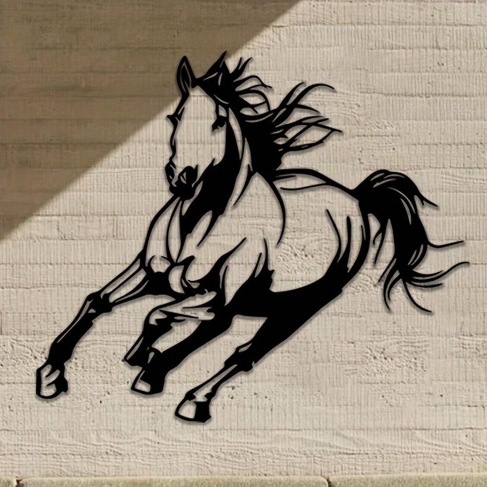 Equine Metal Wall Art Horse Decor Home Office Indoor Outdoor Metal Wall Hanging Horizontal Design Gift for Horse Lovers
