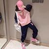 Girls' Colorblock Cartoon Sportswear Set: Spring/Autumn Long-Sleeve Top & Loose Pants