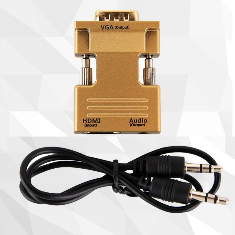 HDMI-kompatibel Hona till VGA Hane Omvandlare Med Ljudadapter Stödjer 1080P Signalutgång Omvandlare