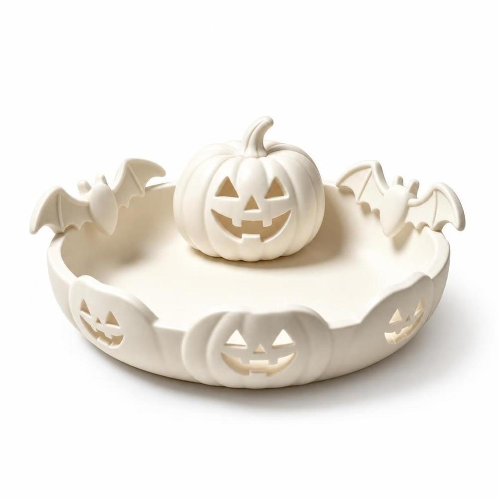 3D Printed Halloween Desk Ornament Gothic Style Bat Decoration Pumpkin Jewelry Tray Tabletop Decor