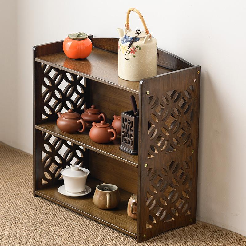 Multi-Layer Living Room Tea Cabinet, Wall-Aligned Sideboard, Household Low Table Storage Unit, Chinese Window Alcove Cabinet