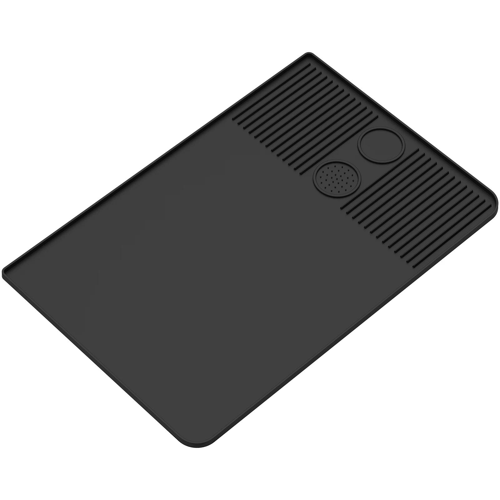 

Silicone Coffee Mat with Raised Edges Nonslip Coffee Bar Mat Flexible Coffee Machine Mat Dishwasher Safe Coffee Counter Mat чёрный