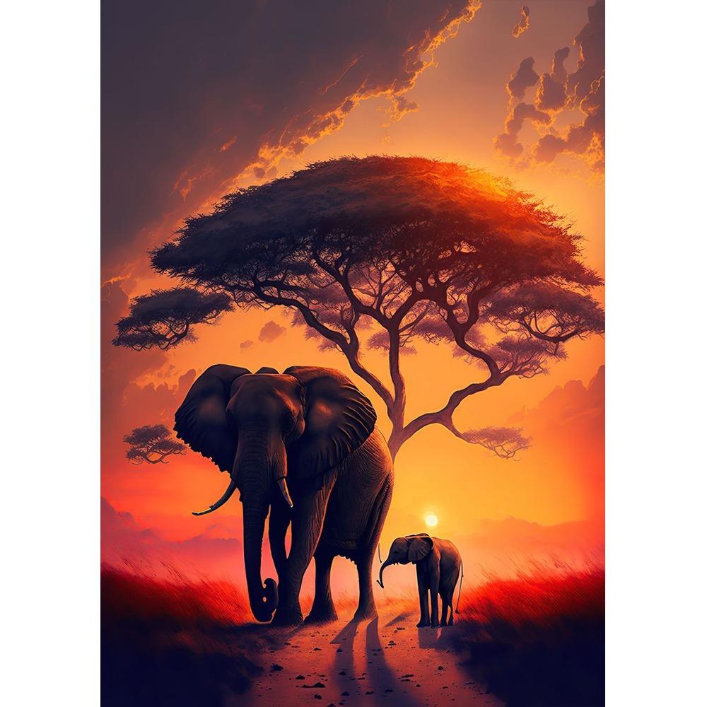 

Абстракция Слон Закат Животное Искусство Плакат И Печать Холст Картина Африка Дикая Природа Настенная Картина Для Гостиной Домашний Декор 21*30cm No Frame