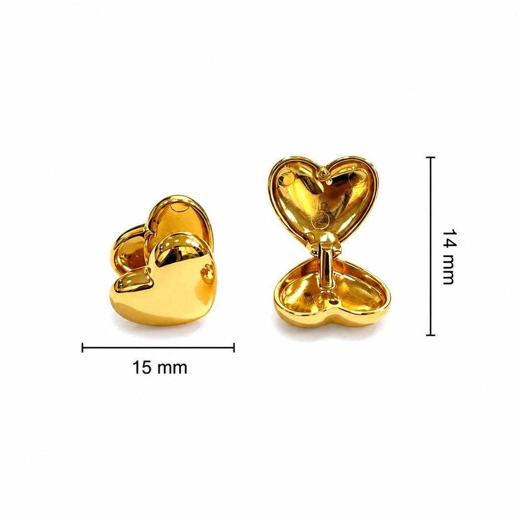 High-End Heart-Shaped Gold Stainless Steel Earrings | Creative Fashion Studs