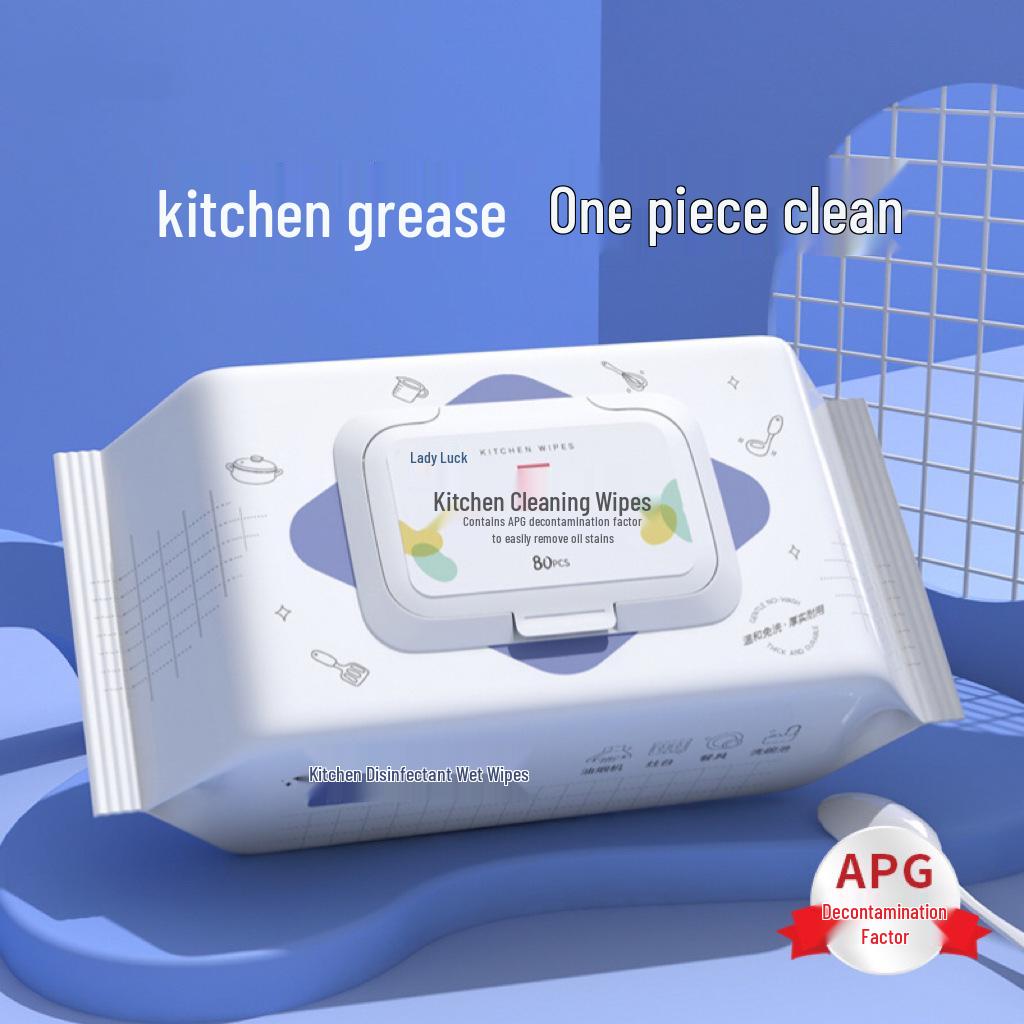 80-Count Large Kitchen Wet Wipes for Oil Stain Removal
