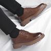 Spring and autumn cowhide thick soles big head thick soles for men retro business casual leather shoes British style low waist w