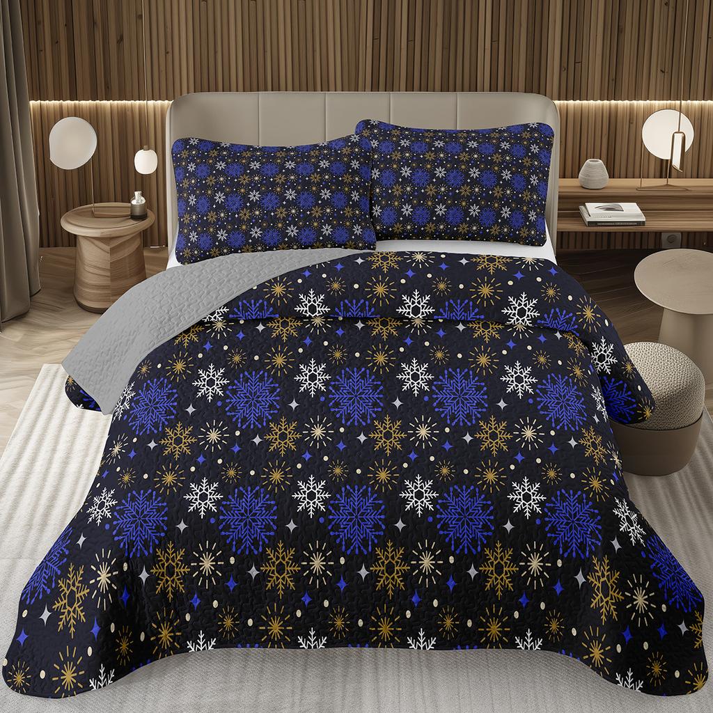 Christmas Bedspread Queen/Full Xmas Tree Quilted Coverlet for Boys Girls,Cartoon Festival Theme Quilt Set Happy New Year Bedding