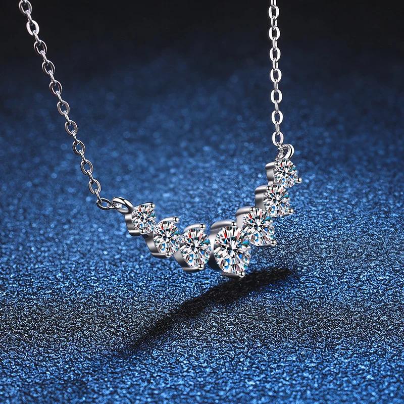 Moissanite Necklace For Woman Wedding Fine Jewely With Certificates Sliver Plated 18k White Gold Necklace
