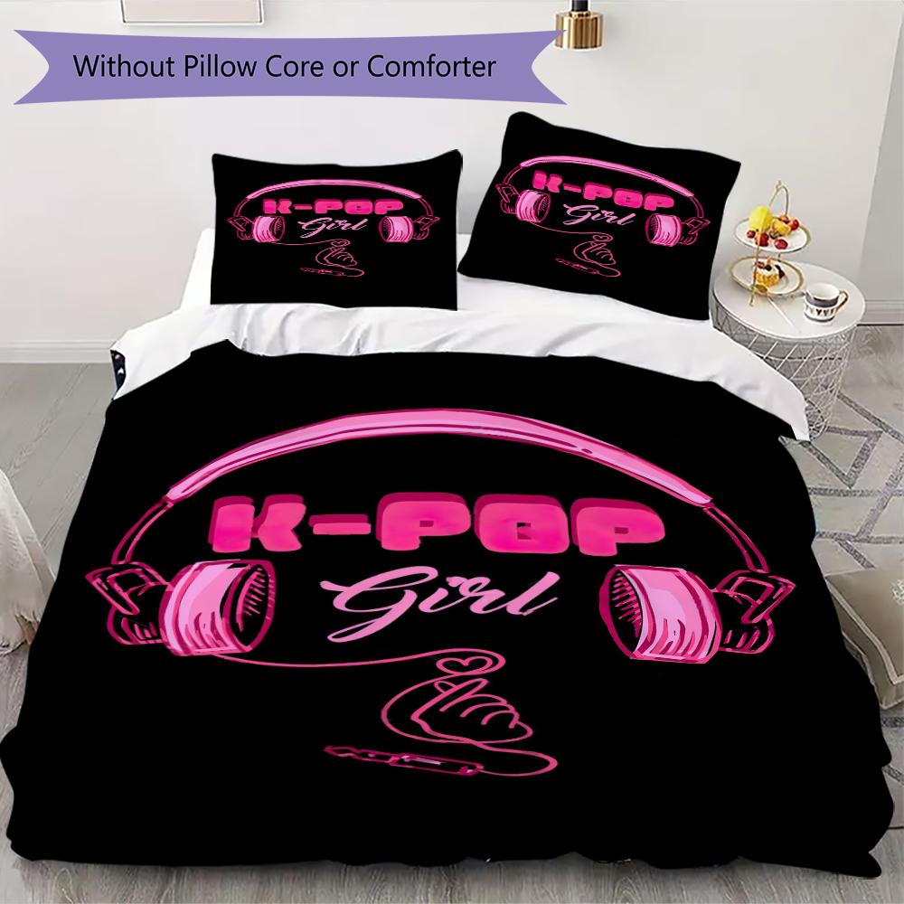 1PC Musical Elements Bedding Quilt Set Quilt Cover Pillowcase Home Decoration Birthday Gift (1 * Duvet Cover + 2 * Pillowcase, Without core)A13