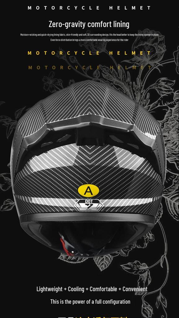 Cross-border DOT Certified Full Face Motorcycle Helmet for Men and Women, Trendy Four Seasons Riding Gear