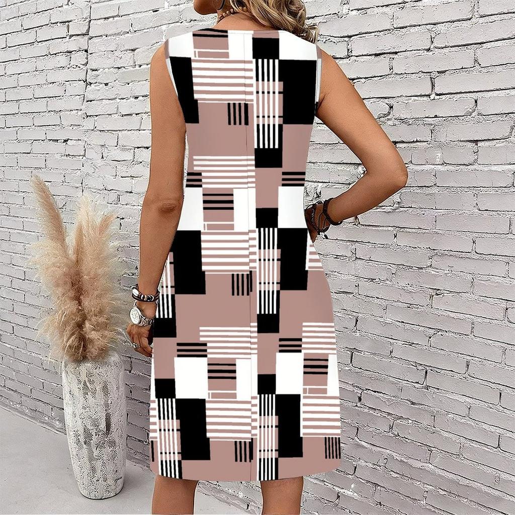 Plus Size V Neck Sleeveless Dappled Light Bamboo Grove Scenery Print For Peaceful Daily Wear