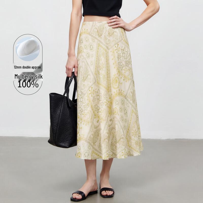 French Style Silk High-Waist Mermaid Midi Skirt M