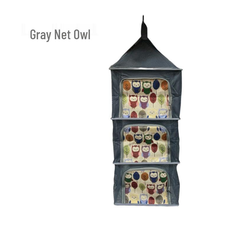 Four-Layer Outdoor Folding Drying Rack for Cutlery, Fruit, and Vegetables with Mosquito-Proof Hanging Net