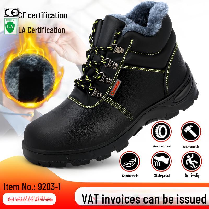 Durable High-Top Safety Shoes: Puncture-Resistant, Anti-Smash, Steel-Toe, Wear-Resistant Winter Protection