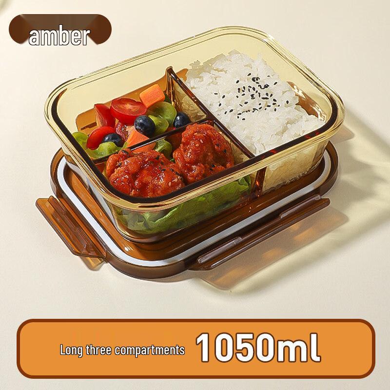 RuHan Glass Microwaveable 3-Compartment Lunch Box Set