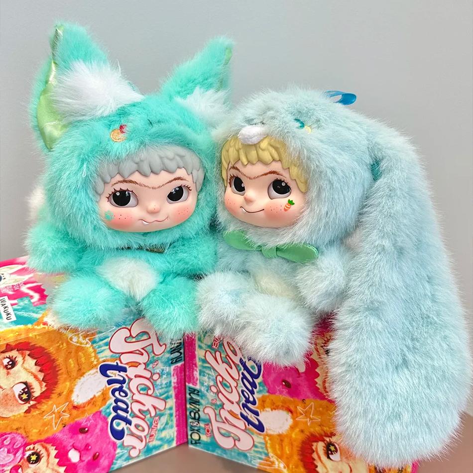 Wakuku FoxandBunny Trickor Treat Blind Box Cute Action Figure Mystery Box Fox Bunny Anime Doll Keychain Kid Suprise Christmas High Quality Toys