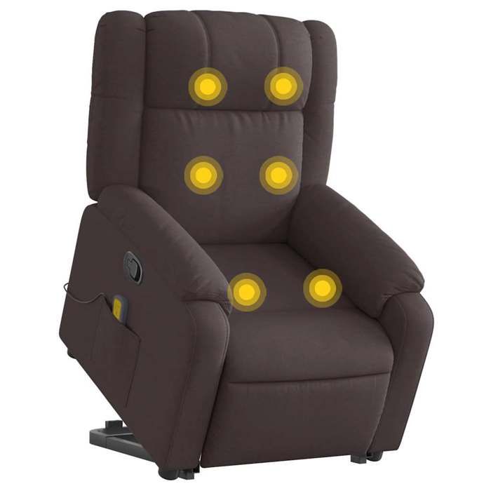VidaXL Recliner Massage Chair Dark Brown Fabric 3205219