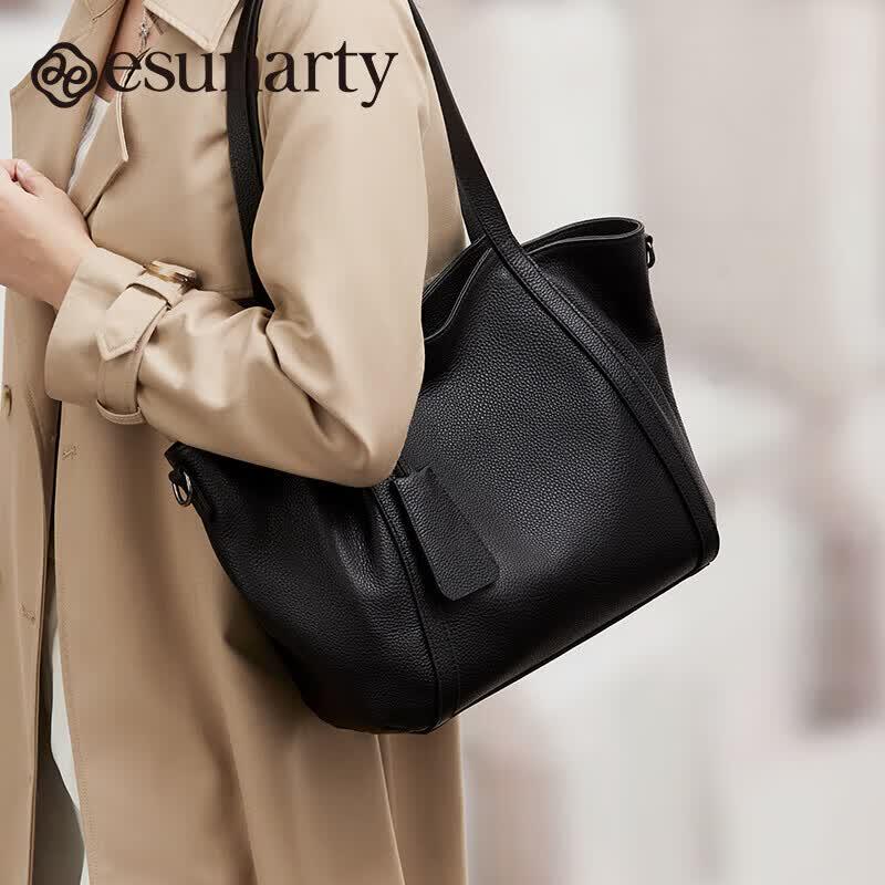 ESUNARTY Women s Genuine Leather Tote Bag