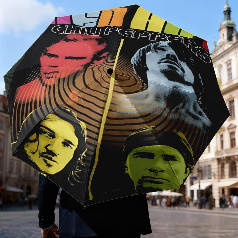 1PC Hot Chili Music Umbrella Folding Umbrella, Automatic Umbrella 8-Frame for Travel, Casual Lightweight Birthday Christmas gift