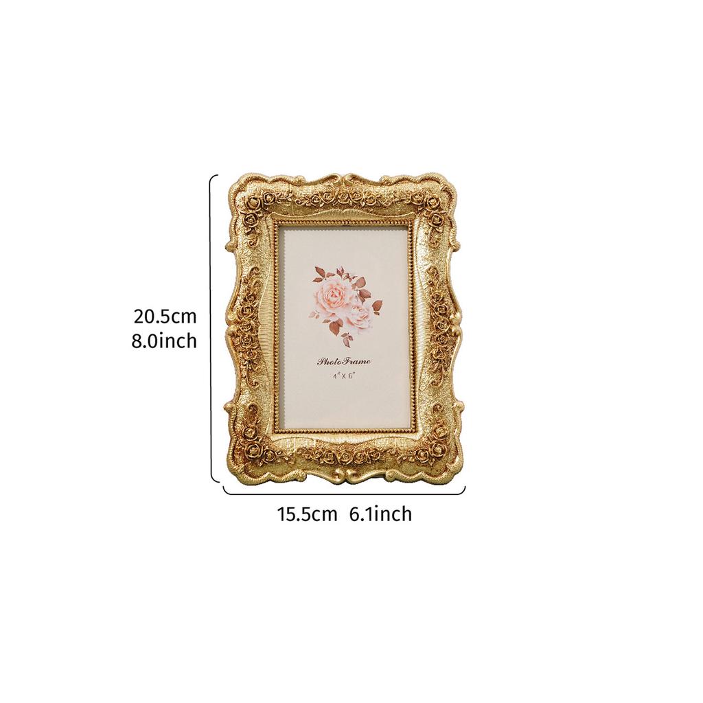 1PC, European-style Rectangular Golden Rose Relief Decorative Photo Frame