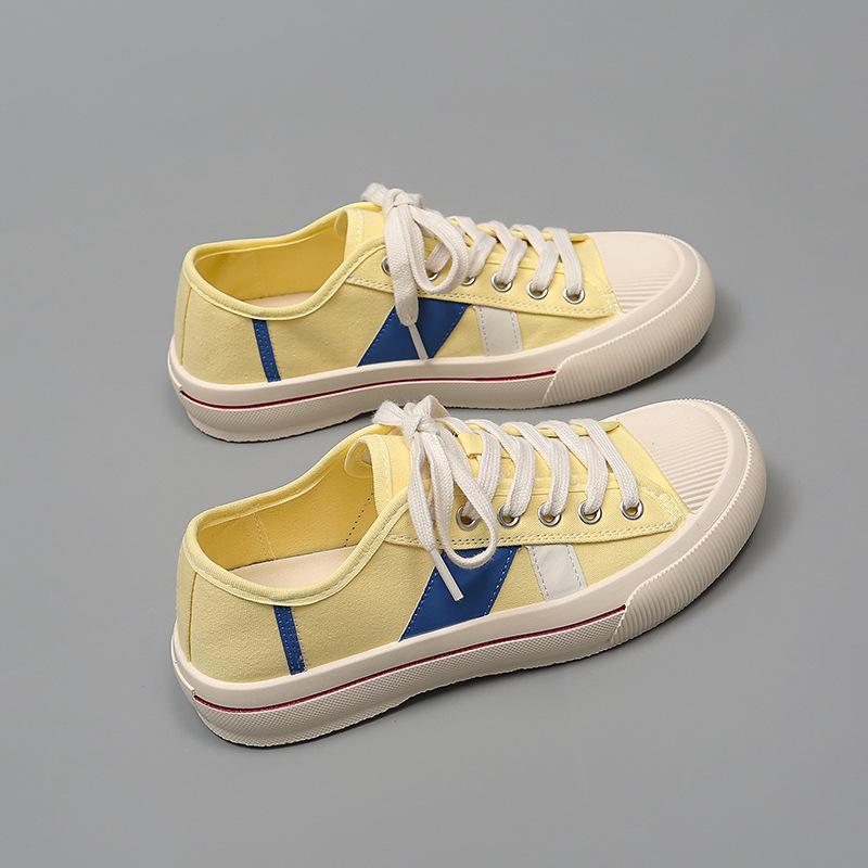 Casual canvas shoes women's 2025 summer new breathable lace-up color matching nylon versatile low-top sports board shoes women's tide